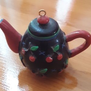 Mary Englebreit cherries  teapot ornament